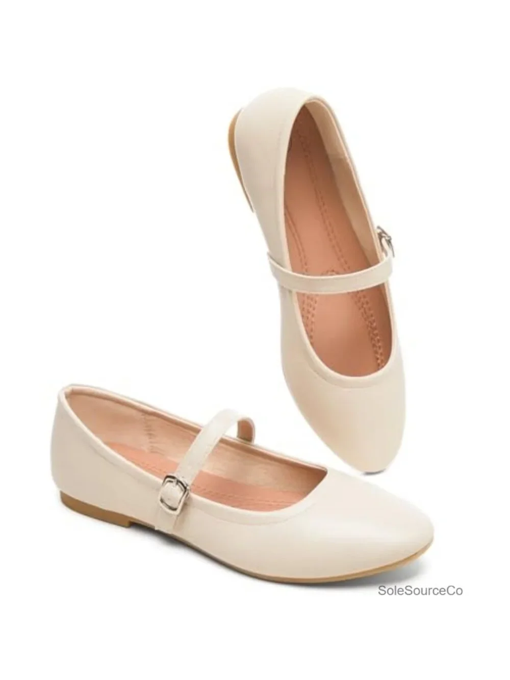 Mary Jane Flats for Women, Memory Foam Insole, Soft Synthetic Leather Dress
